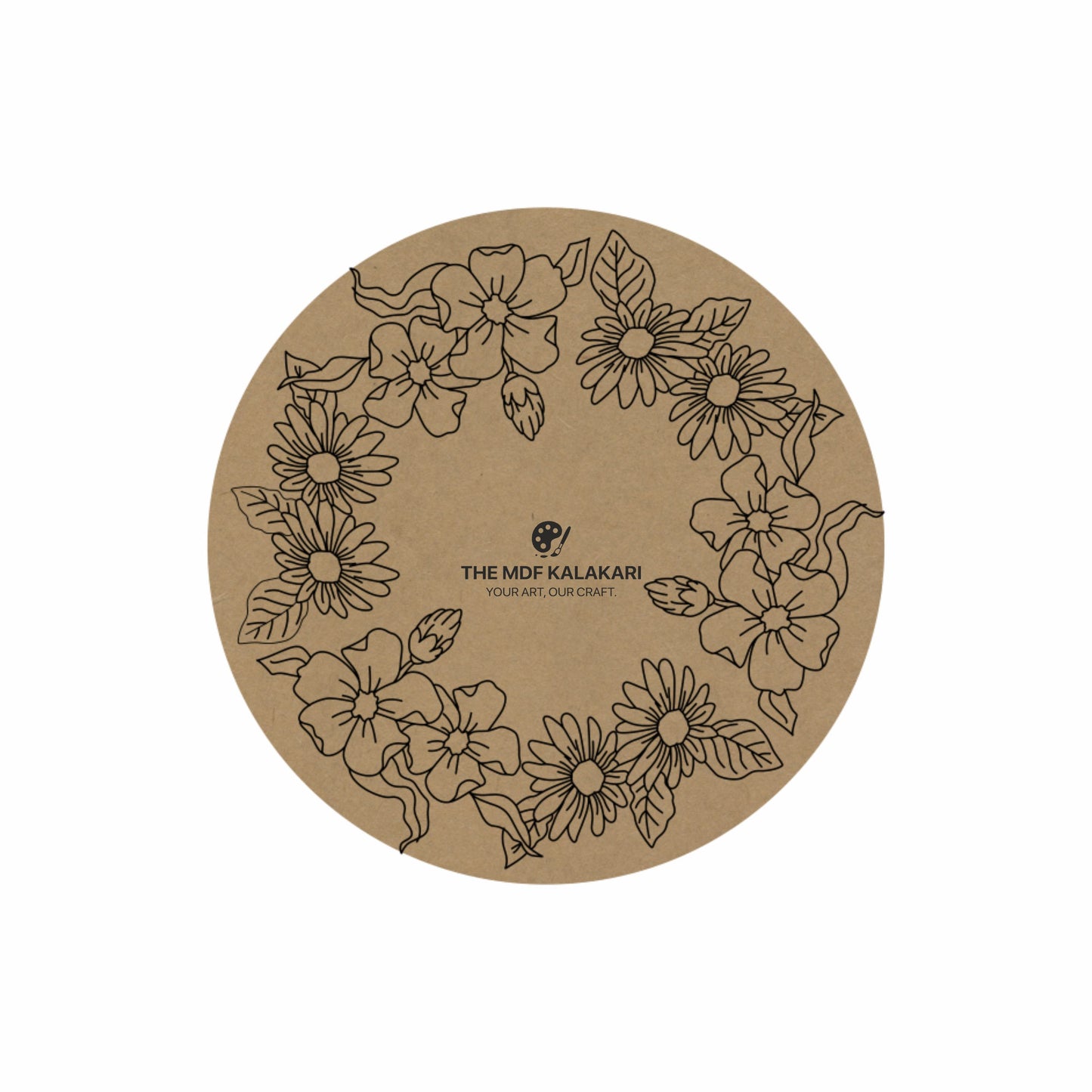 Flower Premarked Round MDF Base - 28