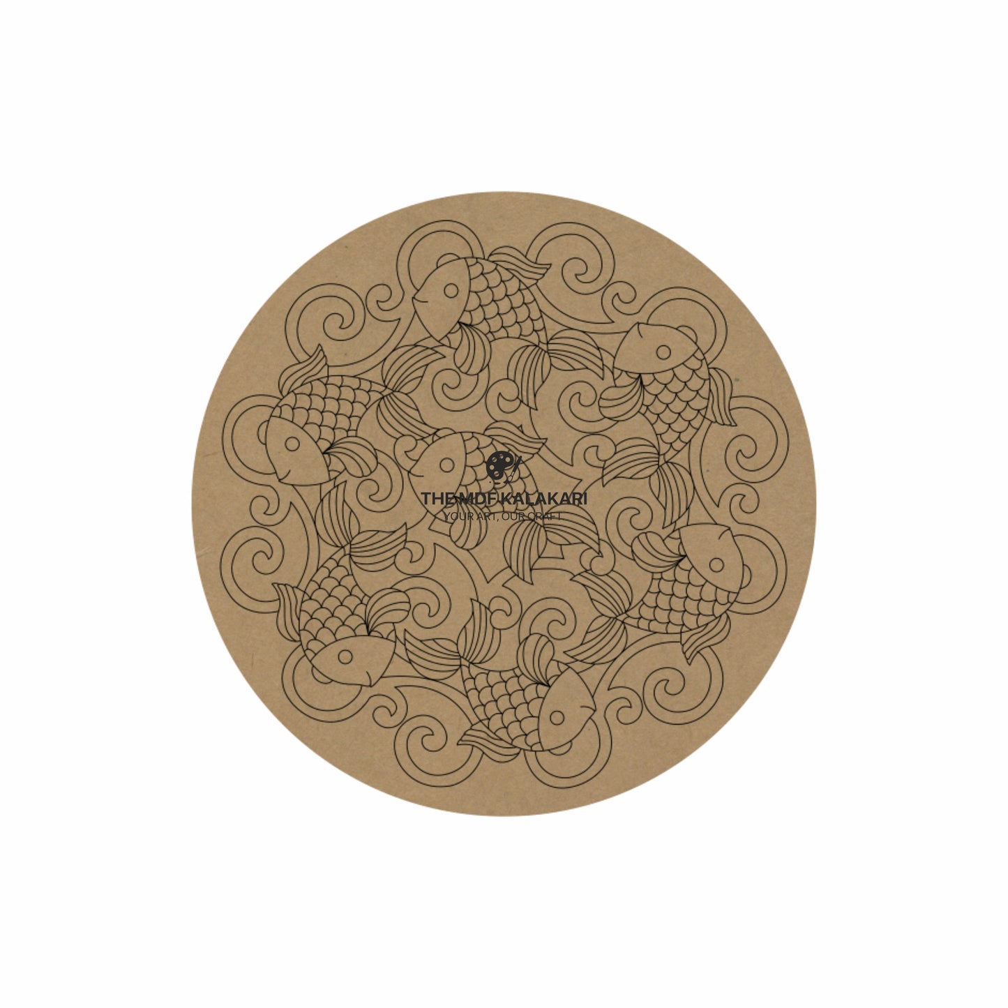 Madhubani Fish Premarked Round MDF Base - 29