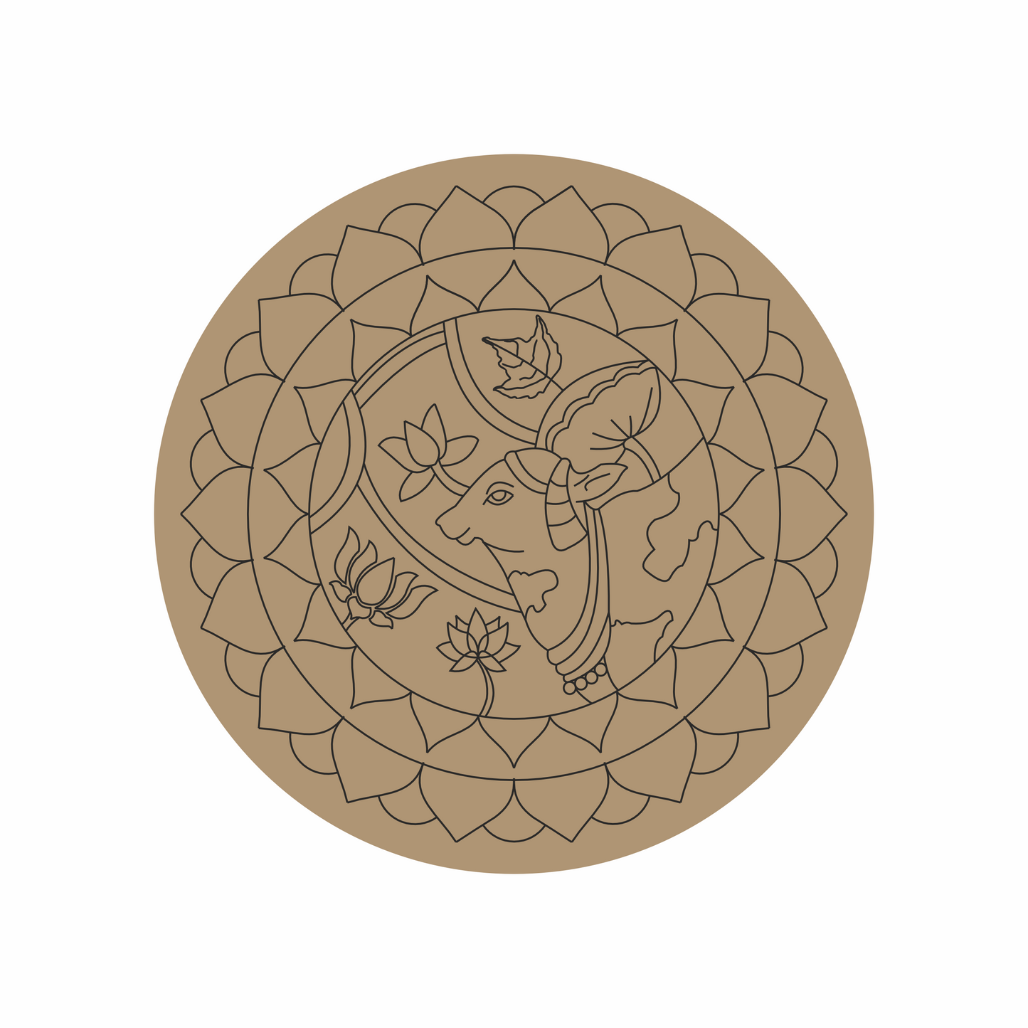 Pichwai Cow Lippan Art MDF Base-37