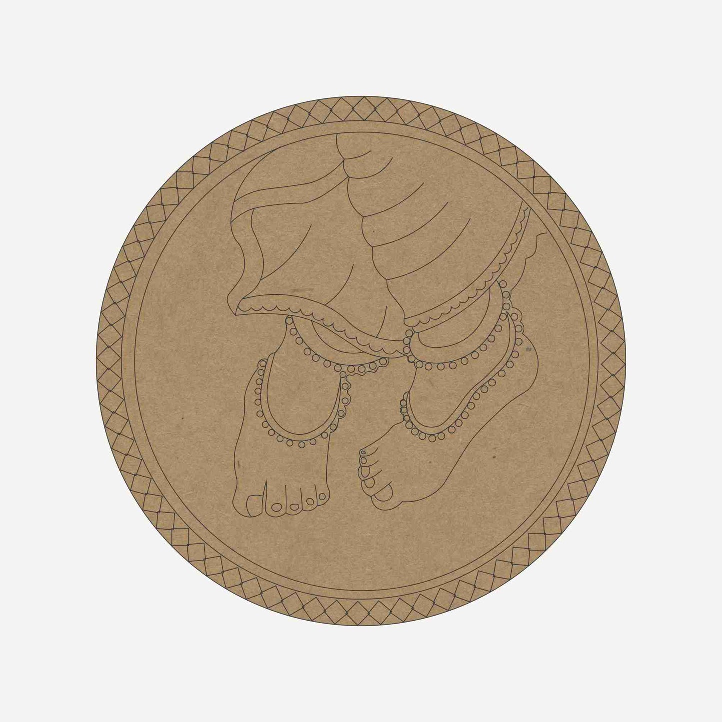 Krishna Feet Premarked Round MDF Base - 4