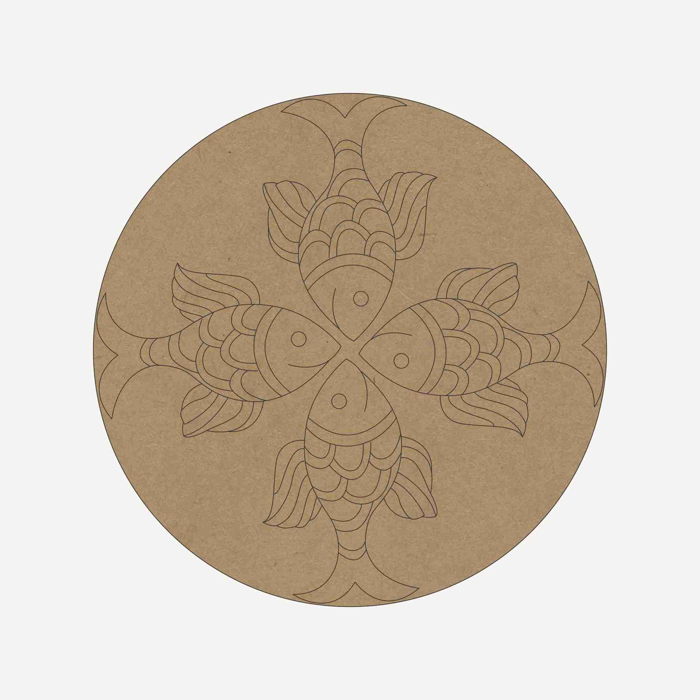 Madhubani Fish Premarked Round MDF Base - 13
