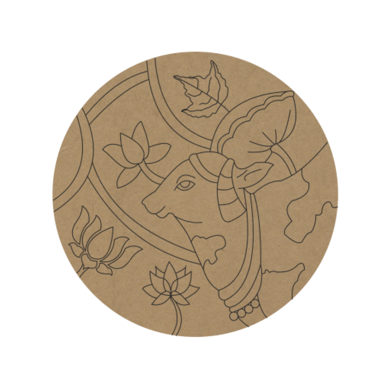 Pichwai Cow Premarked Round MDF Base - 10