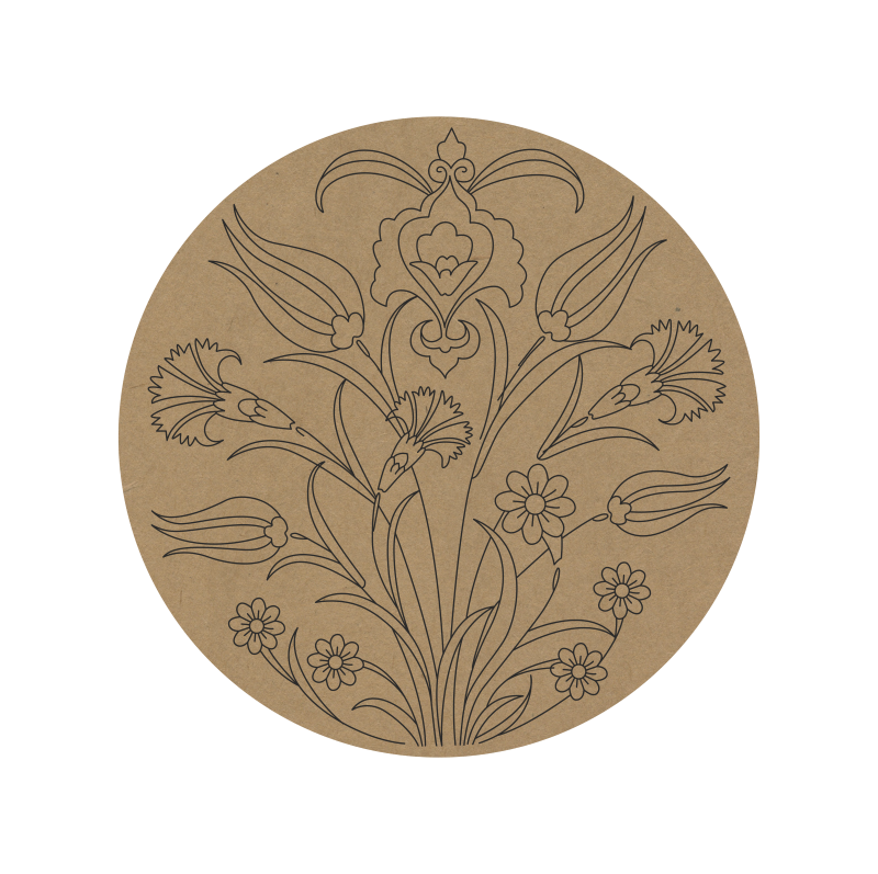 Flower Premarked Round MDF Base - 21