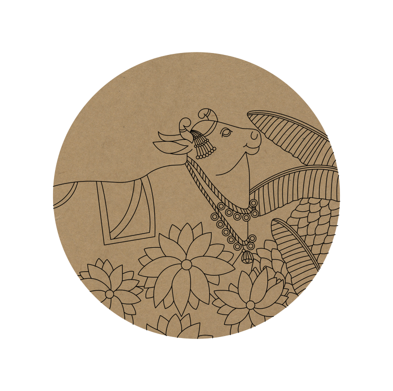Pichwai Cow Premarked MDF Base - 32