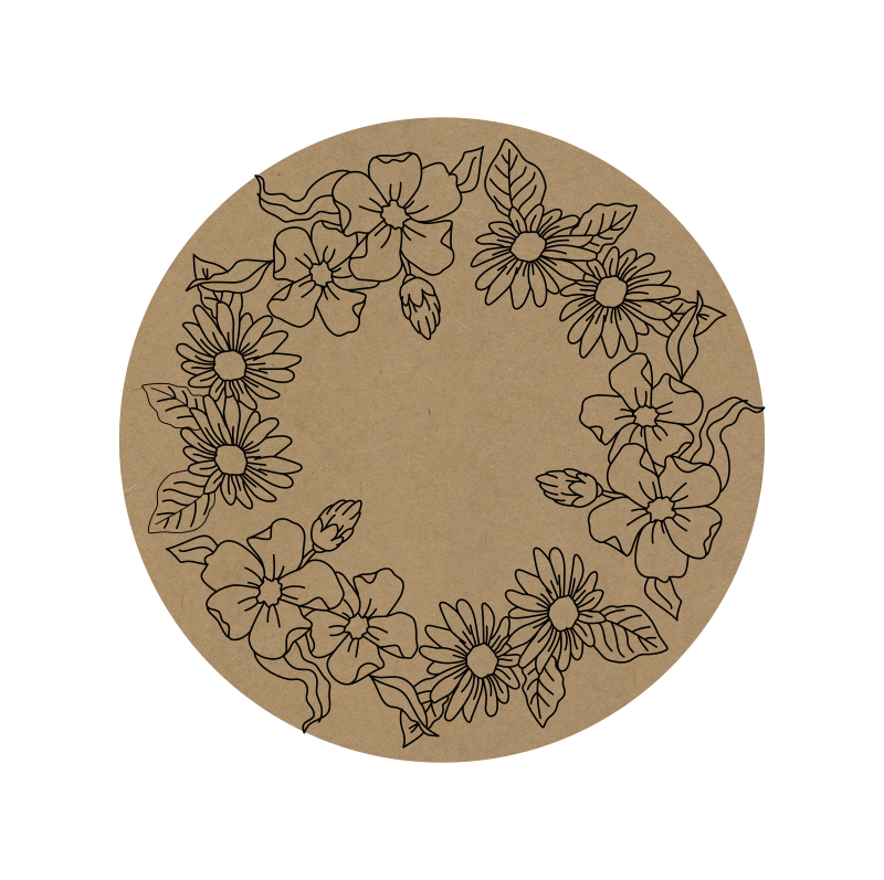 Flower Premarked Round MDF Base - 28