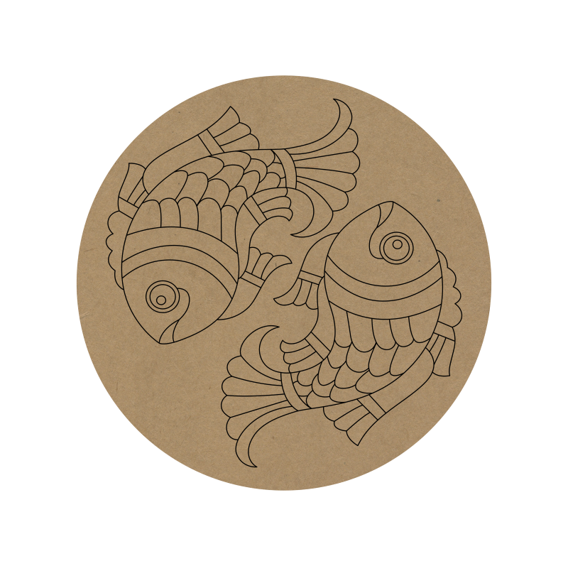 Madhubani Fish Premarked Round MDF Base - 40