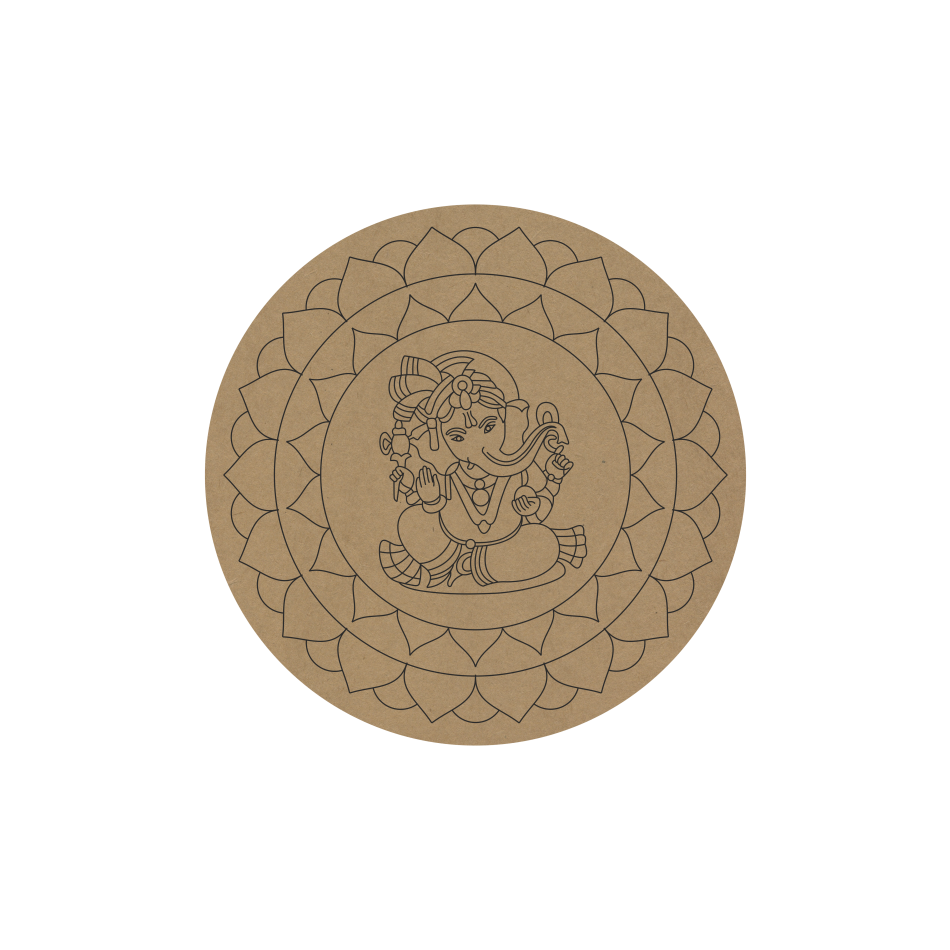 Ganeshji Lippan Art MDF base for DIY mirror work, festive décor, and handmade wall art.