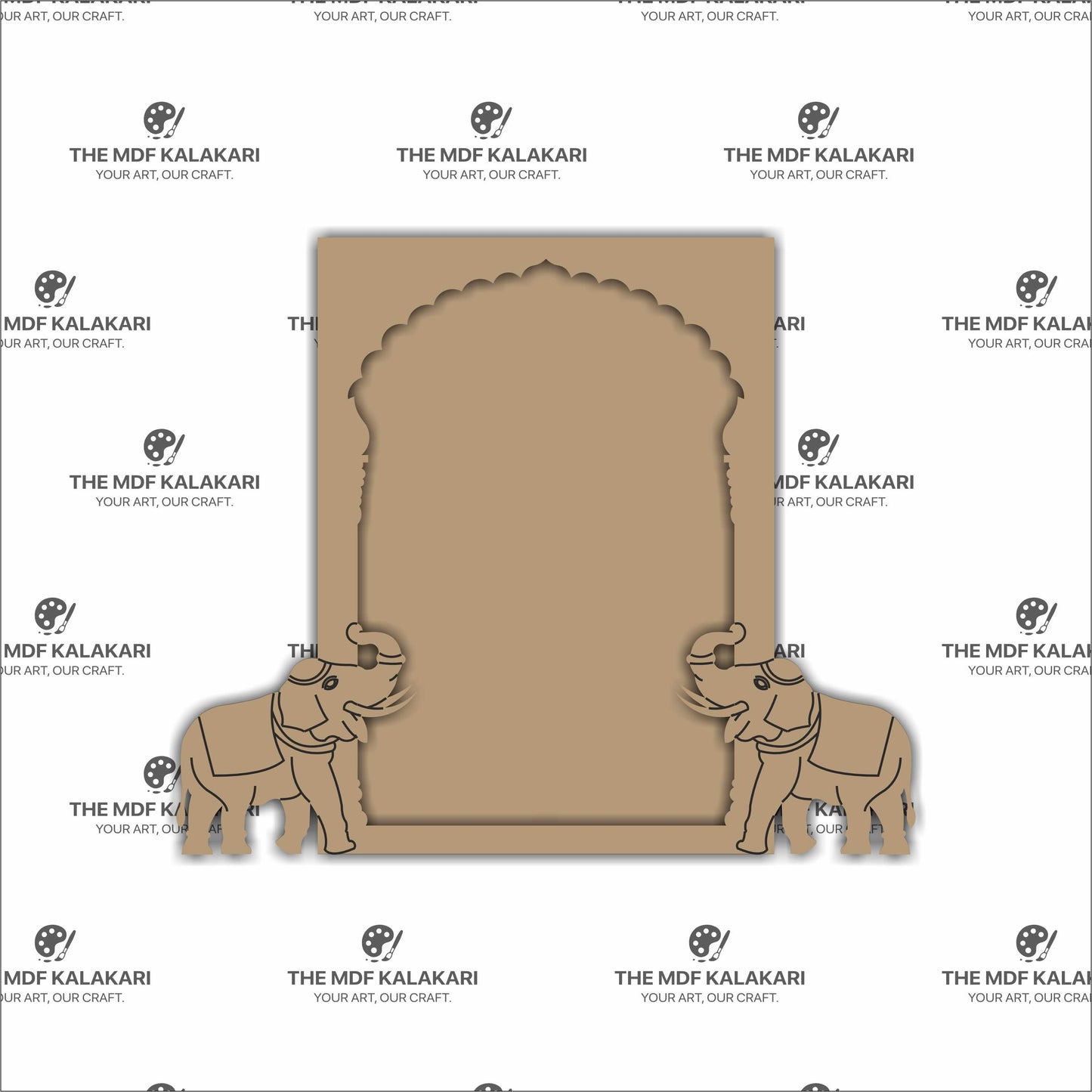 Laser cut MDF Jharokha base featuring elephant design