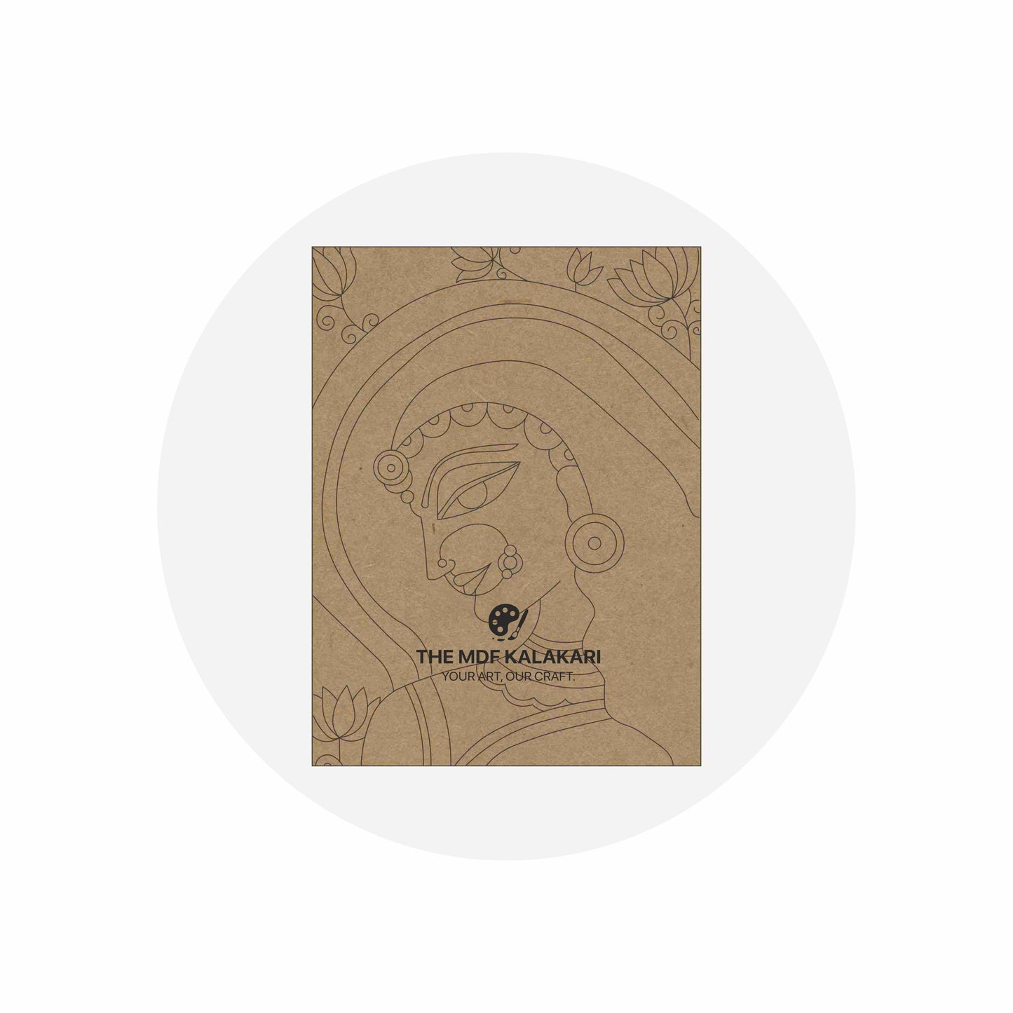 Custom laser-cut Maharani premarked MDF cutout base for DIY painting and craft workshops by The MDF Kalakari