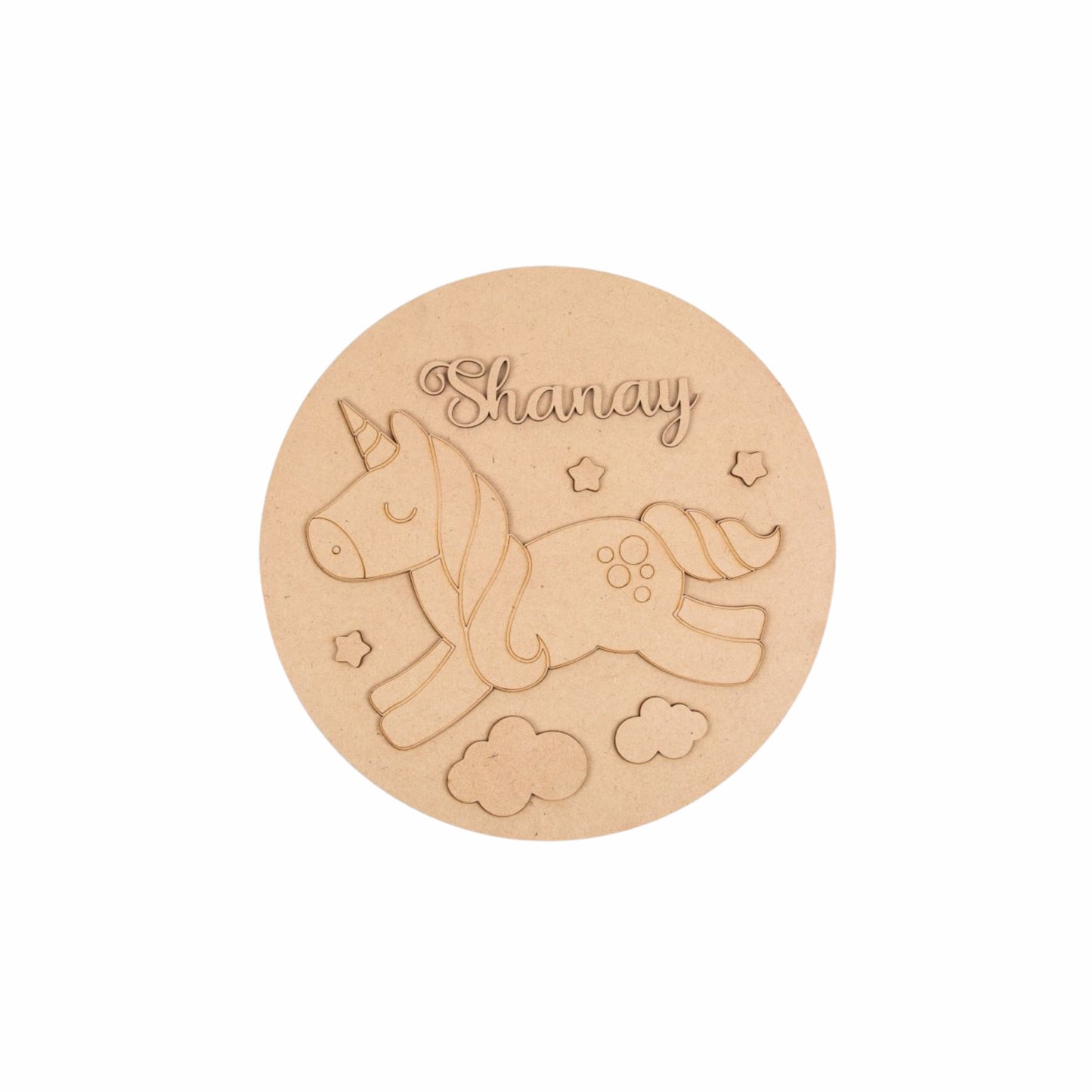 DIY unicorn theme MDF kids name plate for birthday return gifts