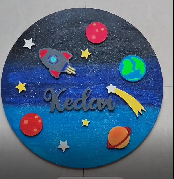 DIY name plate for kids made from MDF – ideal for room door décor