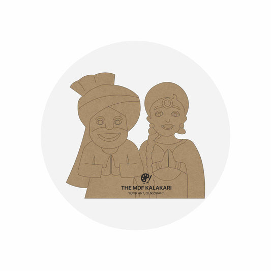 Punjabi Couple Welcome Pose Premarked MDF Cut Out - 15