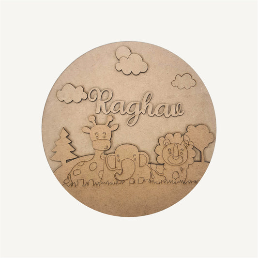 Jungle Theme Kids Name Plate - 18
