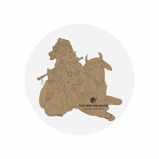 Krishna with Cow Premarked MDF Cut Out - 25