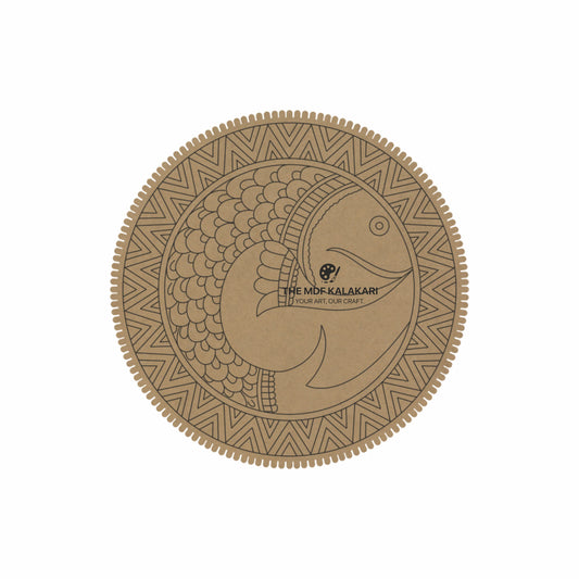 Madhubani Fish Premarked Round MDF Base - 26