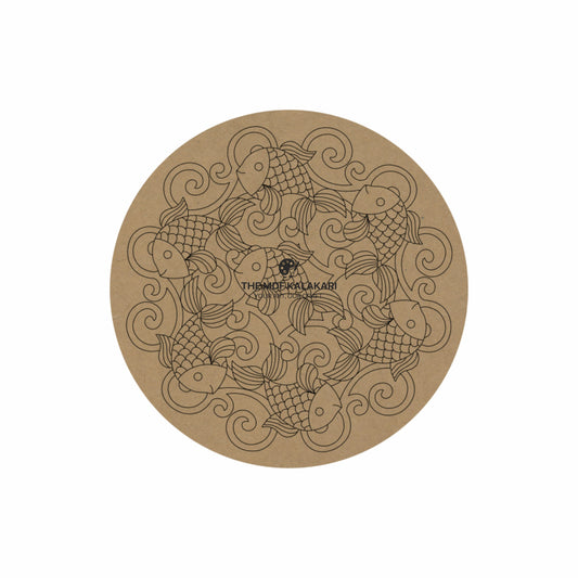 Madhubani Fish Premarked Round MDF Base - 29