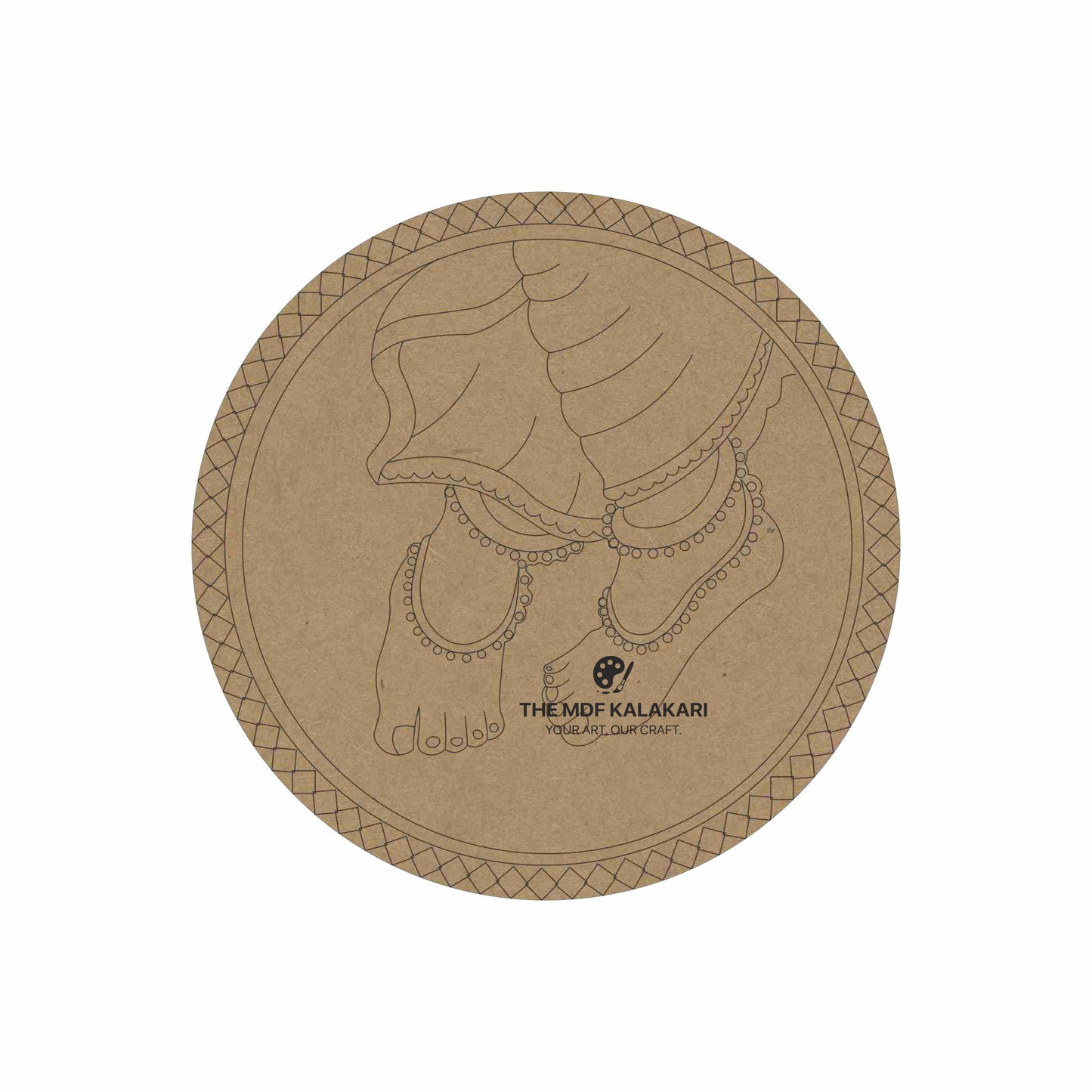 Krishna Feet Premarked Round MDF Base - 4