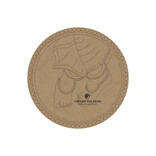 Krishna Feet Premarked Round MDF Base - 4