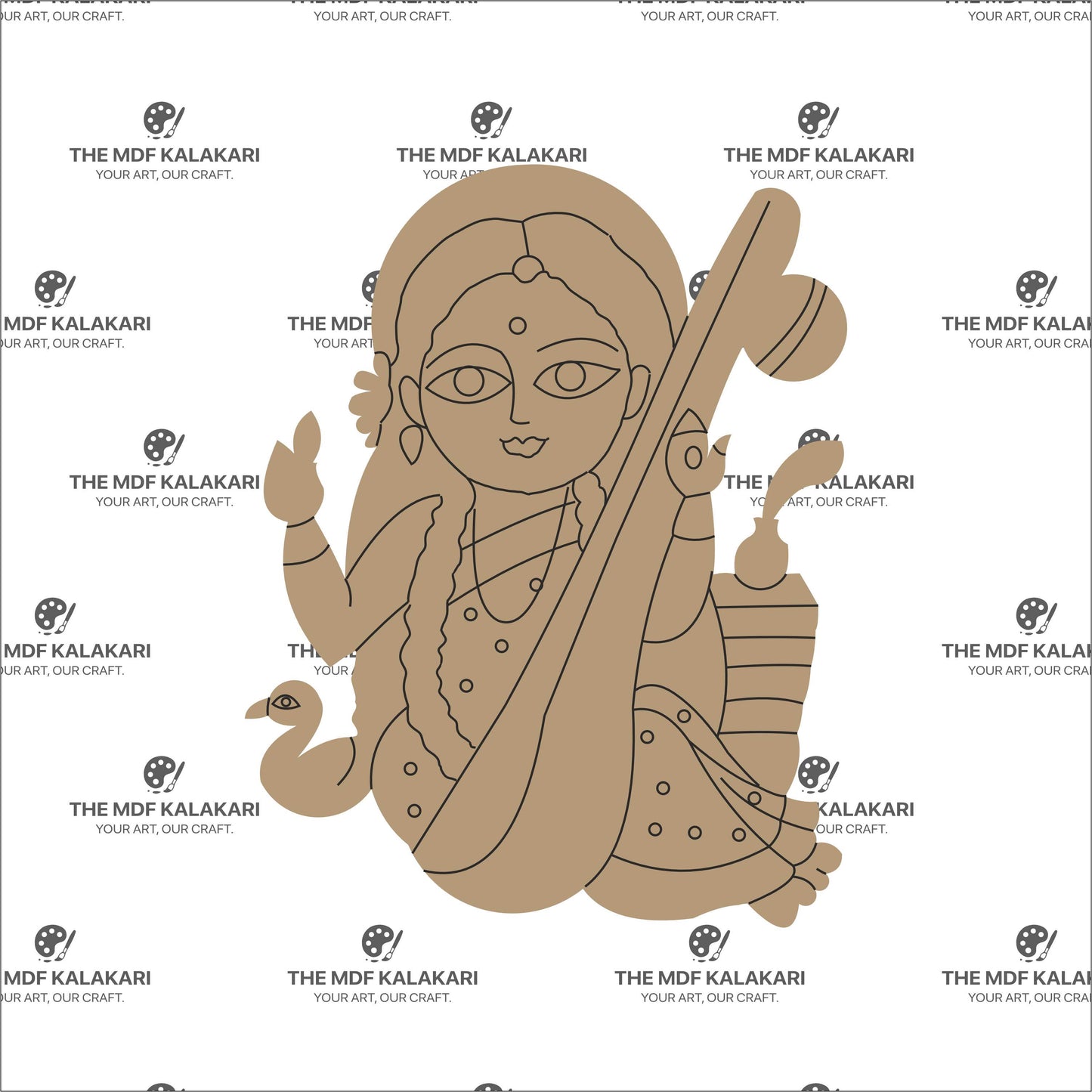 Saraswati Devi Premarked MDF Cut Out - 90