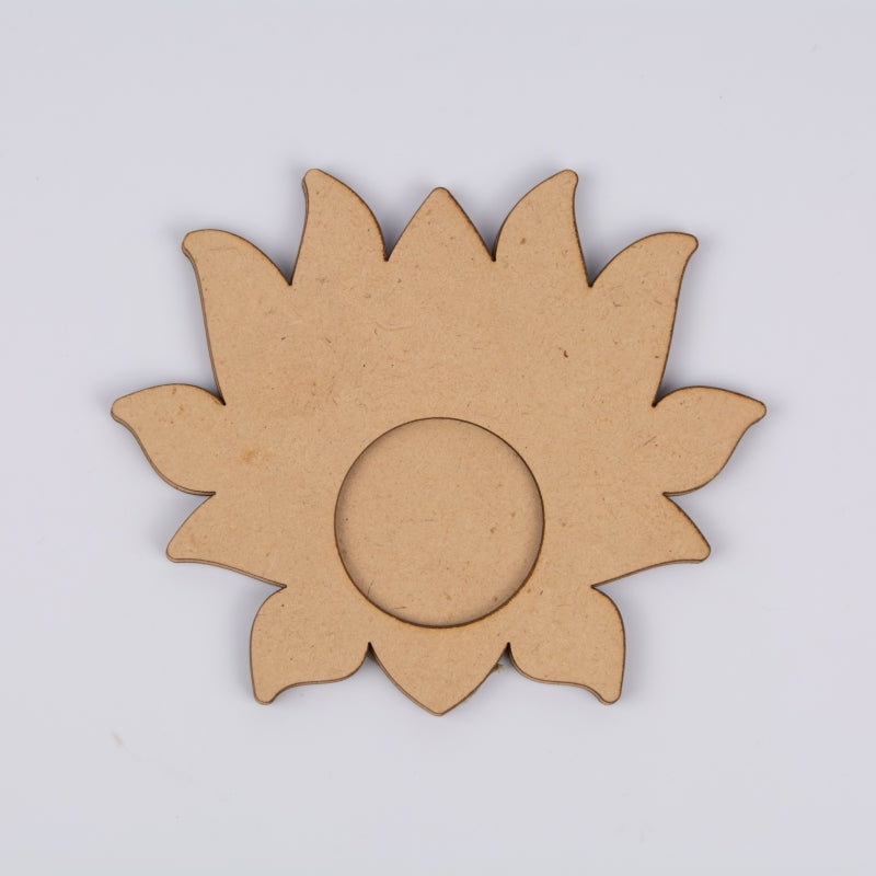 Decorative Lotus MDF Tea Light Base for Painting & Festive Candle Décor - 5
