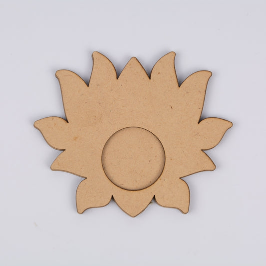 Decorative Lotus MDF Tea Light Base for Painting & Festive Candle Décor - 5