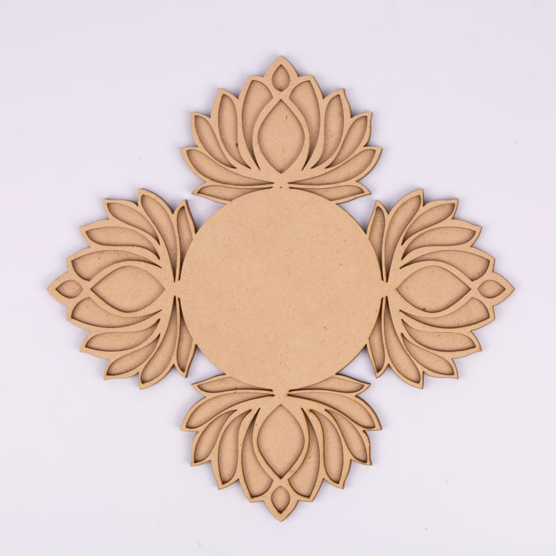 4-Lotus Platter MDF Tea Light Holder – Elegant Decorative Candle Base for Festive Centerpieces- 15