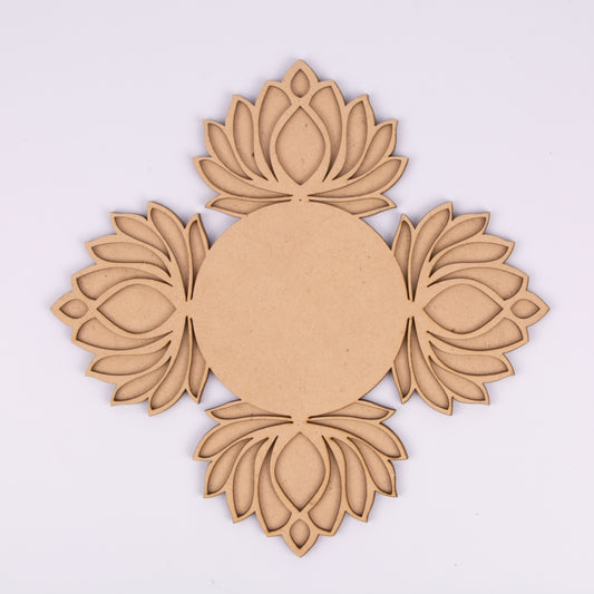 4-Lotus Platter MDF Tea Light Holder – Elegant Decorative Candle Base for Festive Centerpieces- 15