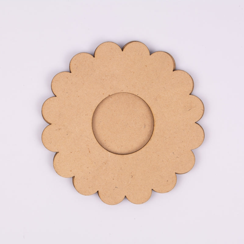 Plain Flower Shape MDF Tea Light Holder – DIY Base for Festive Home Decor - 2