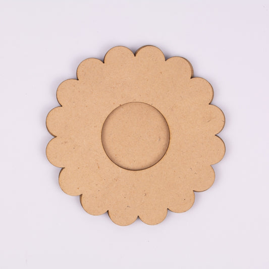 Plain Flower Shape MDF Tea Light Holder – DIY Base for Festive Home Decor - 2