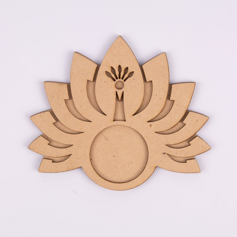 MDF Lotus Tea Light Holder for Diwali Decor & Handcrafted Art Projects - 11