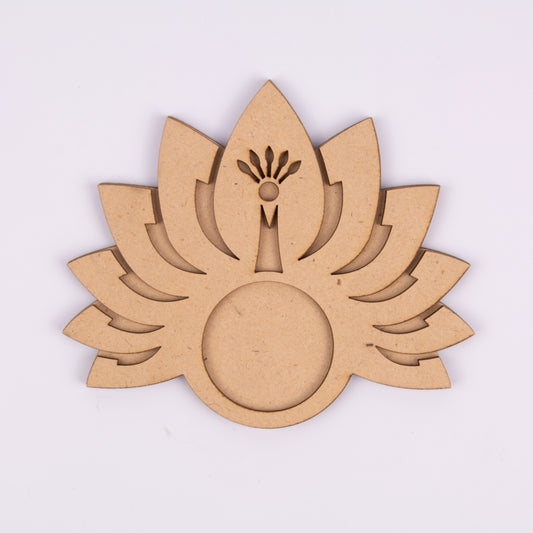 MDF Lotus Tea Light Holder for Diwali Decor & Handcrafted Art Projects - 11