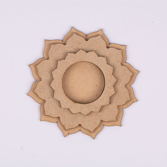 Intricate Mandala MDF Tea Light Holder – Artistic Candle Plate for Festive Decor - 23