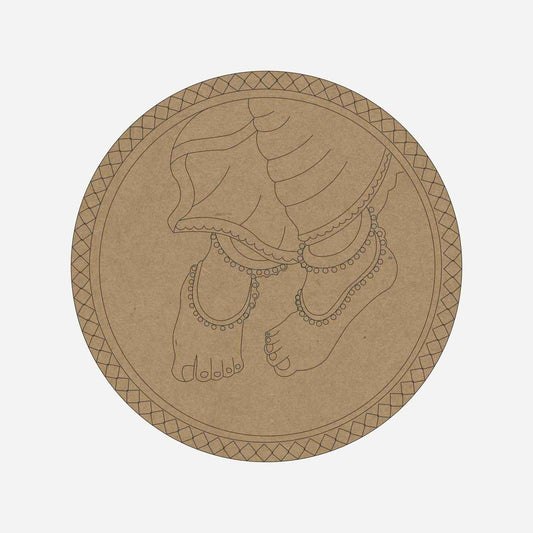 Krishna Feet Premarked Round MDF Base - 4