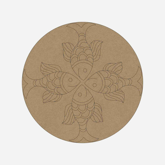Madhubani Fish Premarked Round MDF Base - 13