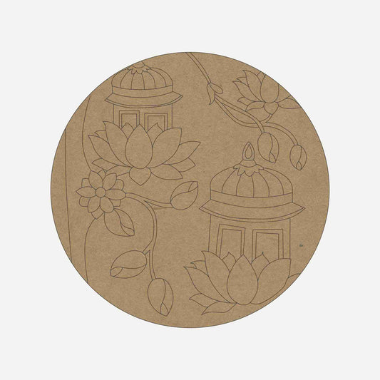 Pichwai Lotus Premarked Round MDF Base - 15