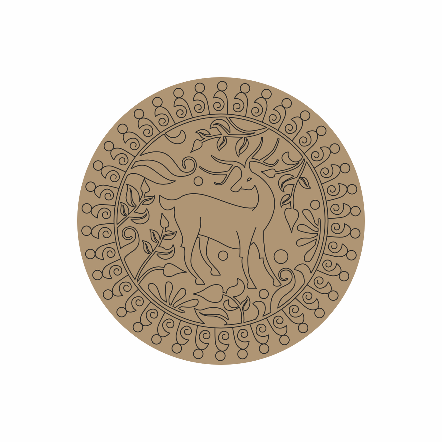 Deer Premarked Round MDF Base - 53