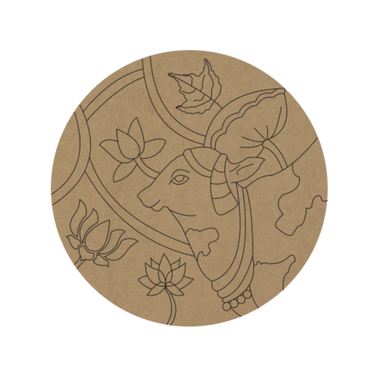 Pichwai Cow Premarked Round MDF Base - 10