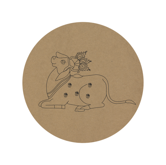 Pichwai Cow Premarked Round MDF Base - 24