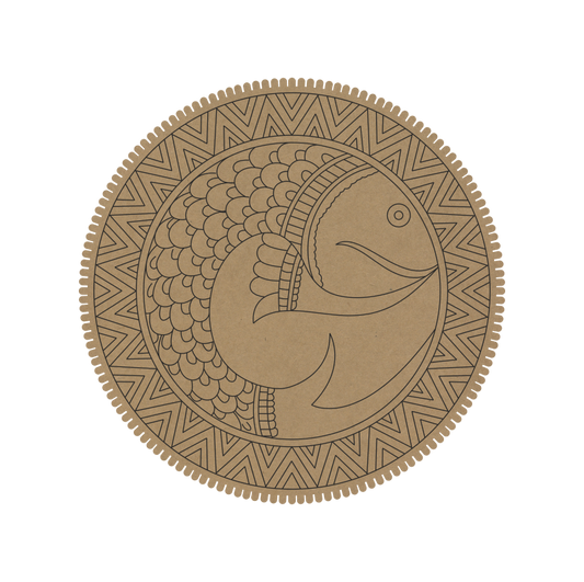 Madhubani Fish Premarked Round MDF Base - 26