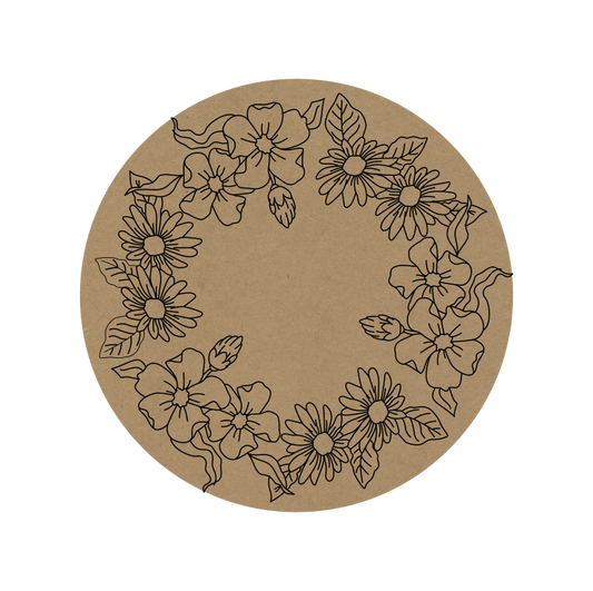 Flower Premarked Round MDF Base - 28