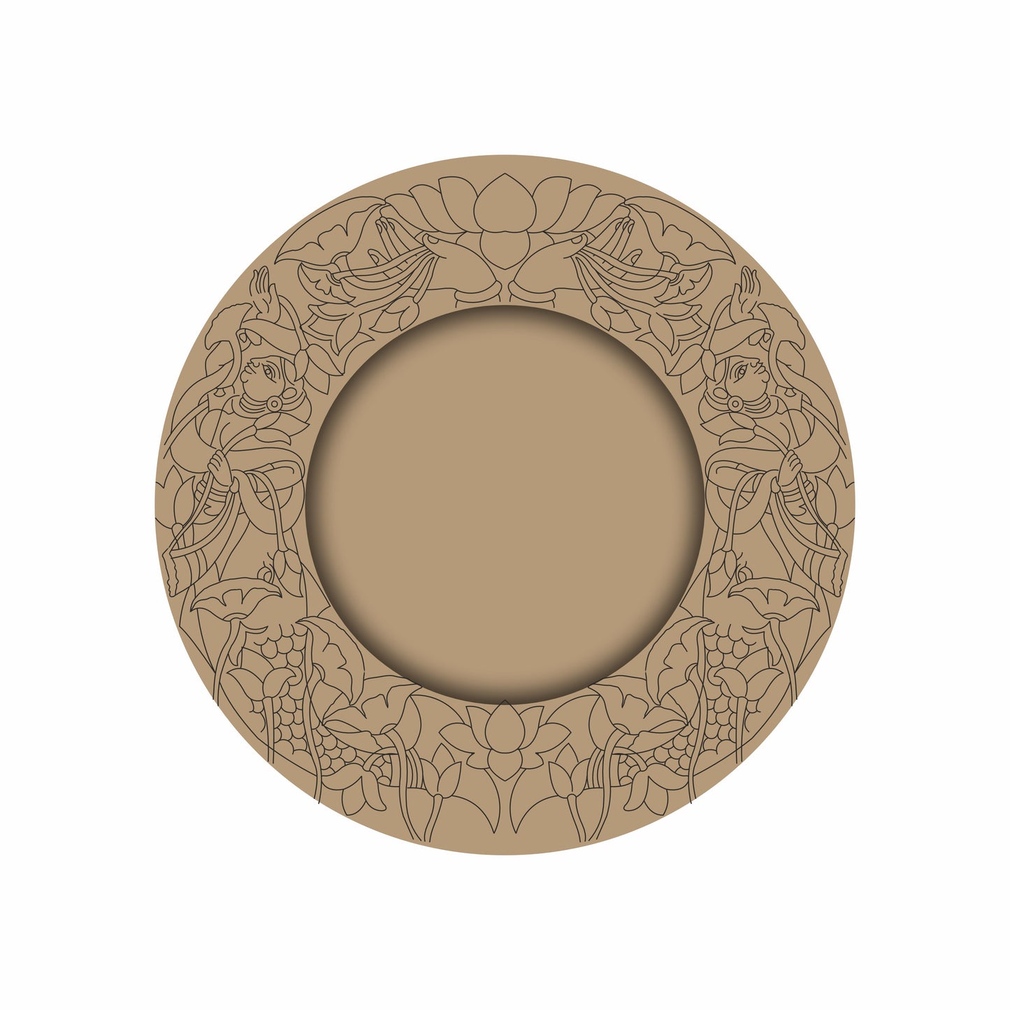 Laser Premarked madhubani fish design on mdf base 