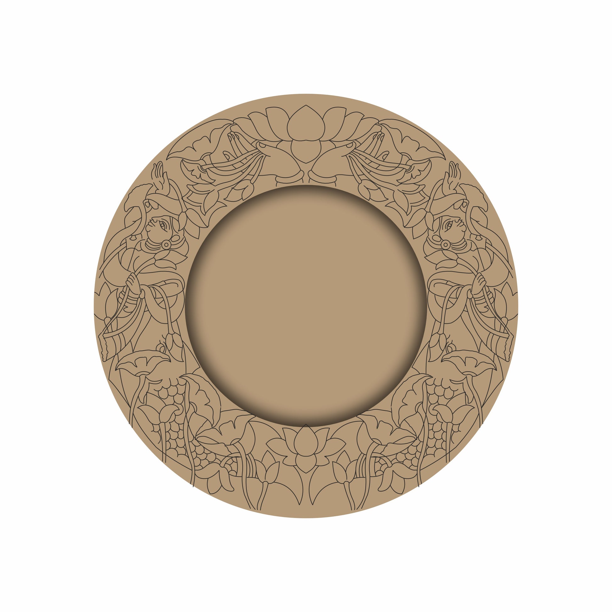 Laser Premarked madhubani fish design on mdf base 