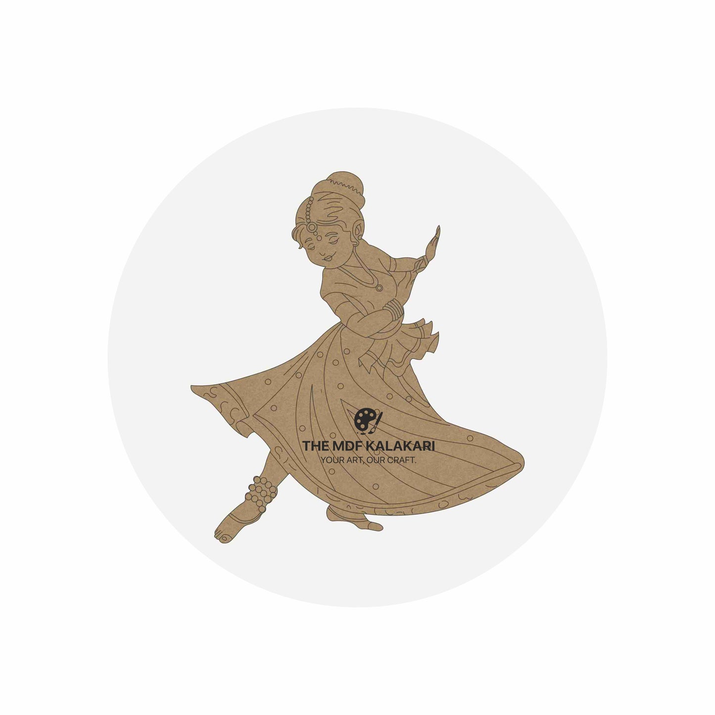 Laser-cut classical dancing girl premarked MDF base for DIY painting and craft workshops.