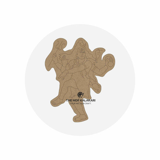 Unpainted Dancing Shiva premarked MDF base with laser-etched lines for DIY painting and Lippan art