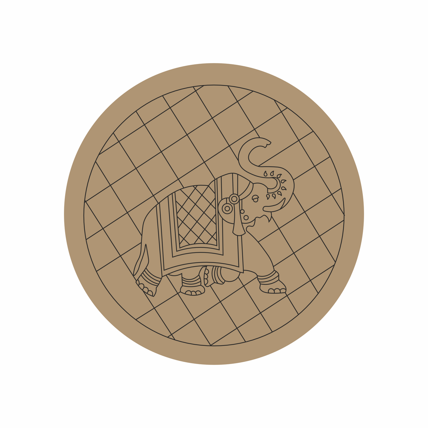 traditional elephant design premarked mdf base for mud mirror work. Available in Ahmedabad.