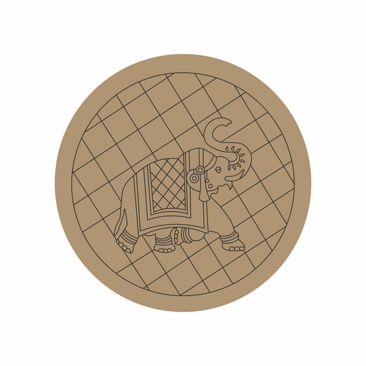 traditional elephant design premarked mdf base for mud mirror work. Available in Ahmedabad.