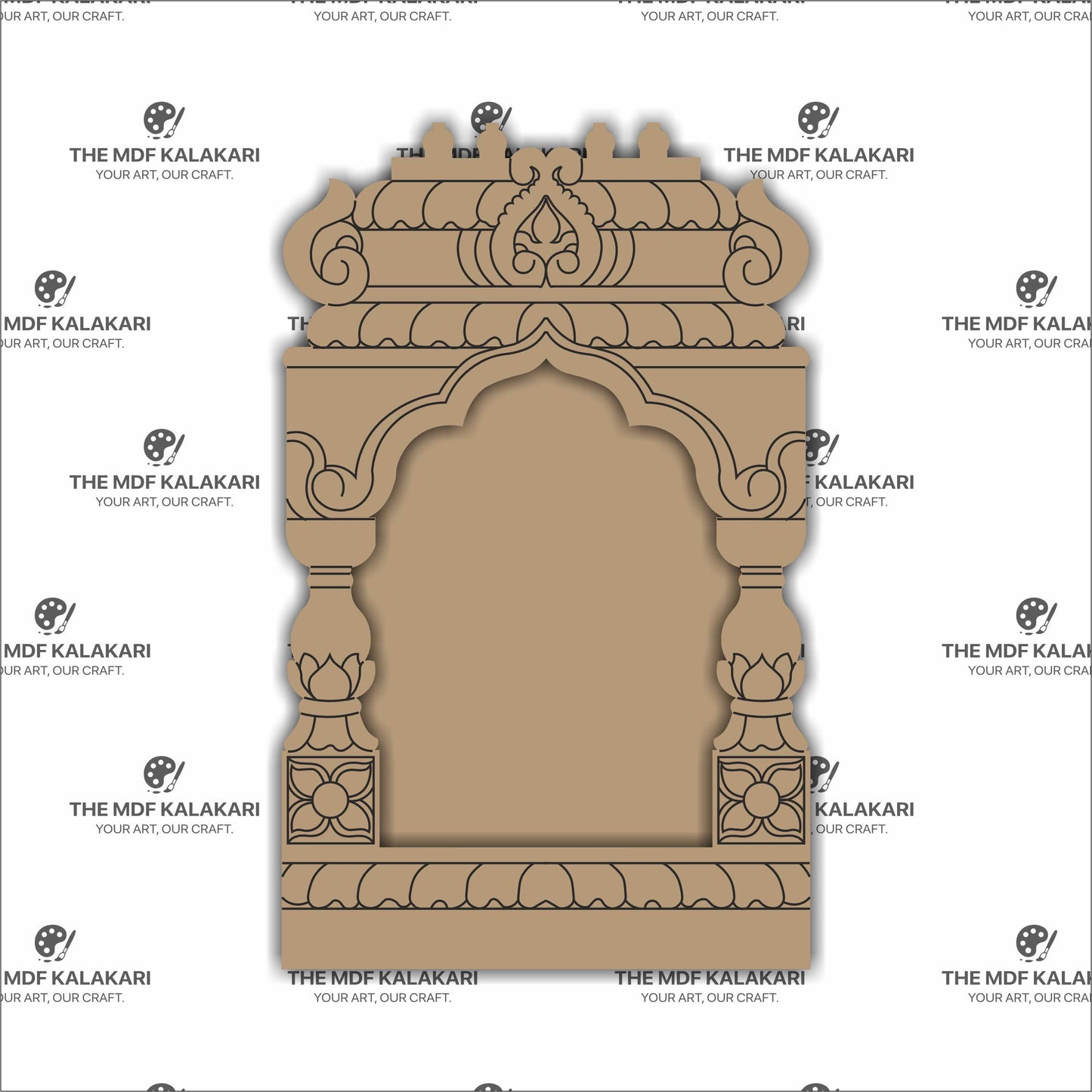 Temple shape premark laser cut mdf jharokha 