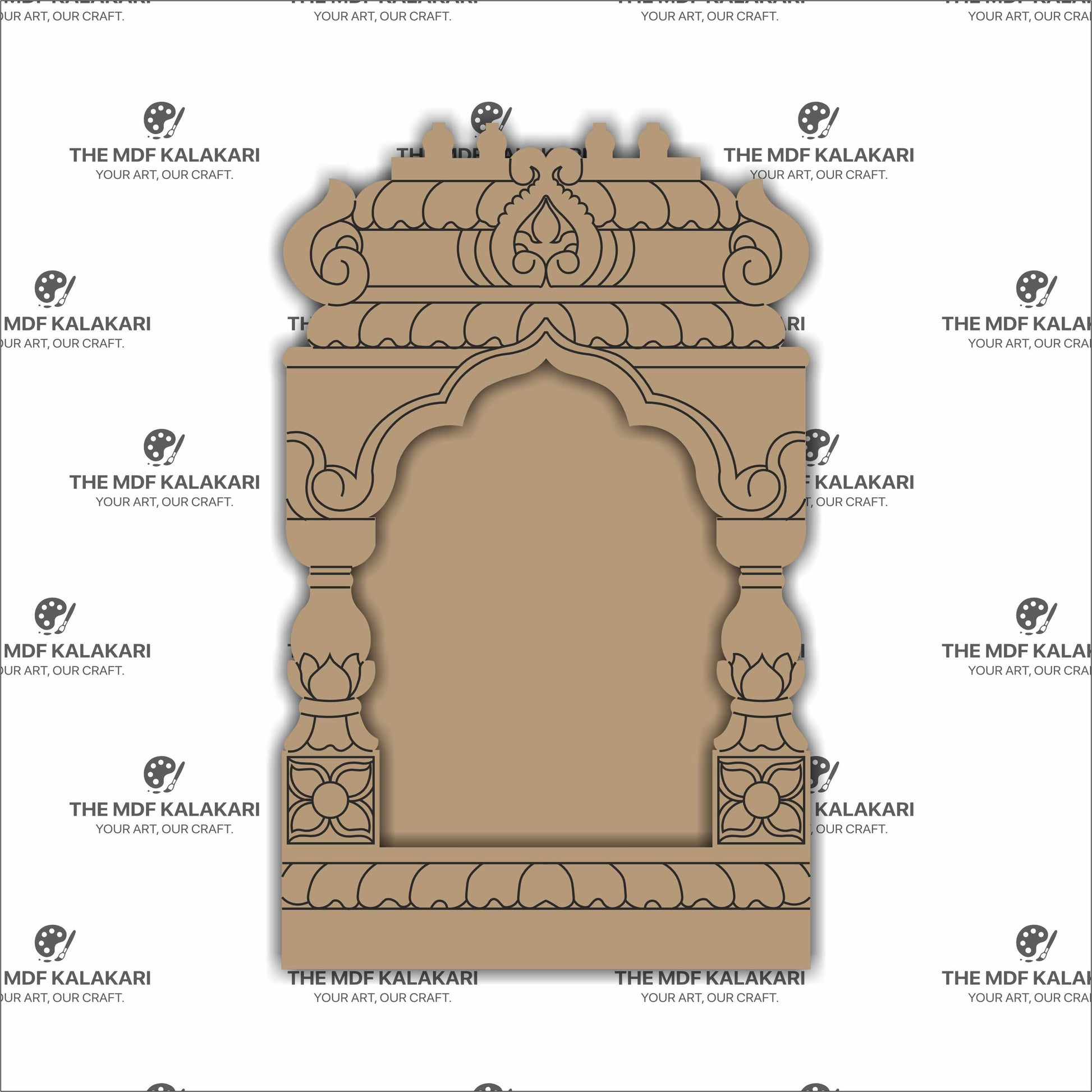 Temple shape premark laser cut mdf jharokha 