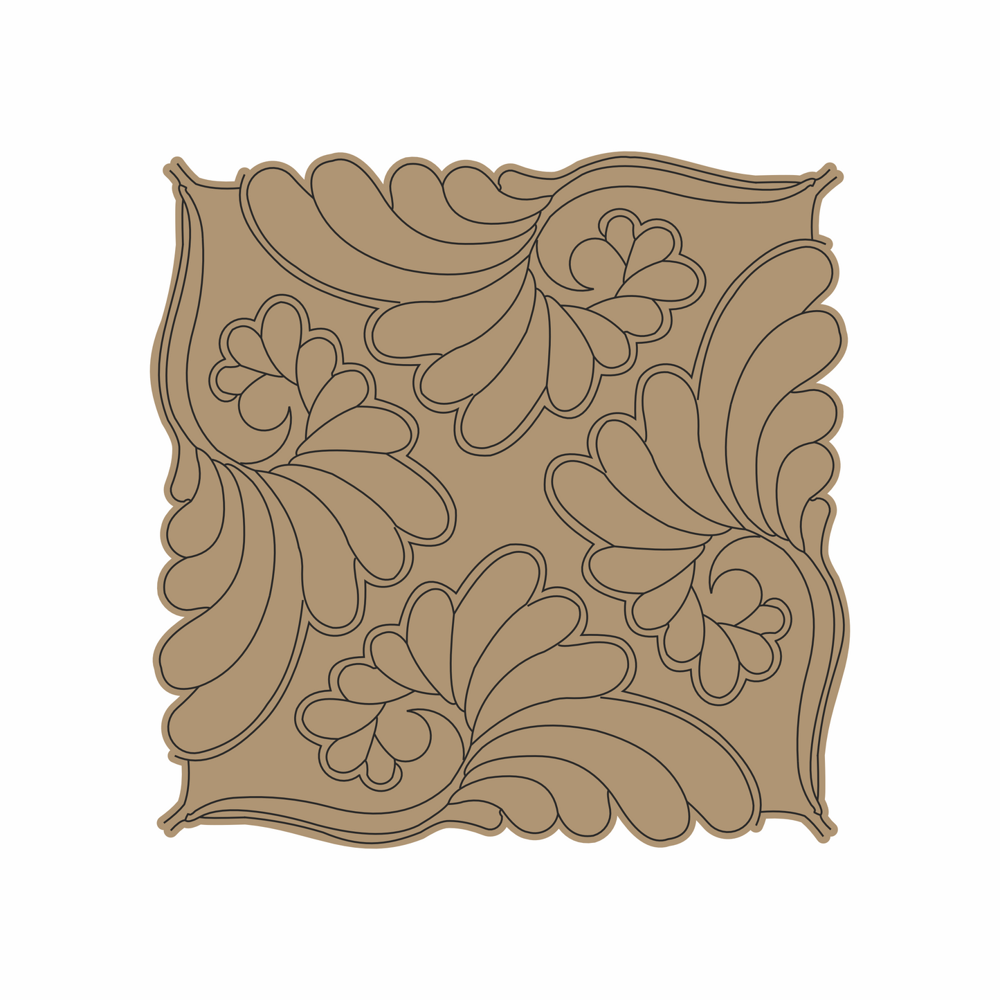 floral pattern premarked for mud mirror work on MDF base.