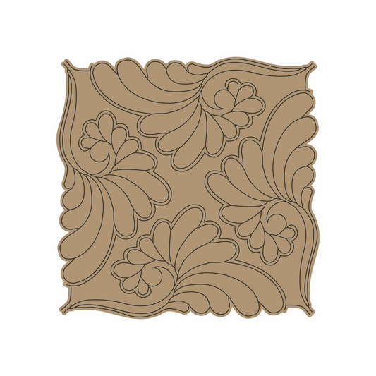 floral pattern premarked for mud mirror work on MDF base.